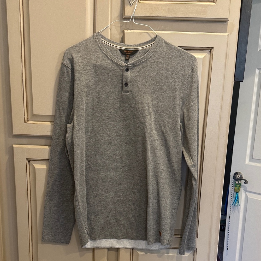 Gray Long Sleeve Henley Shirt